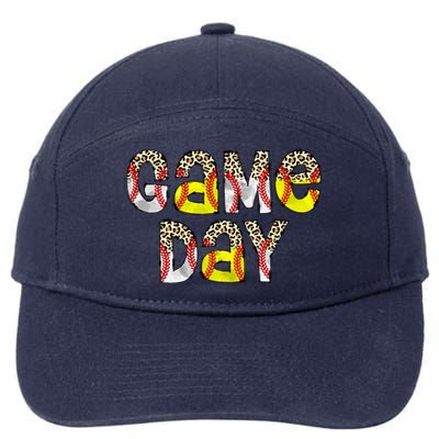 Game Day Leopard Baseball Softball Mom Life 7-Panel Snapback Hat