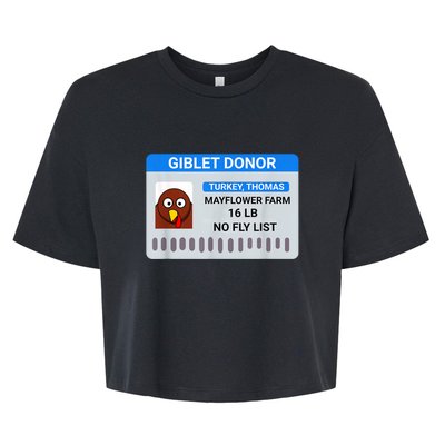 Giblet Donor License Funny Thanksgiving Bella+Canvas Jersey Crop Tee