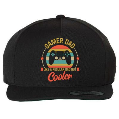 Gamer Dad Like A Regular Dad But Cooler Retro Fathers Day Gift Wool Snapback Cap