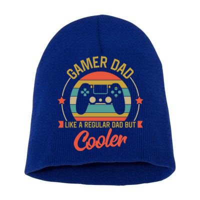 Gamer Dad Like A Regular Dad But Cooler Retro Fathers Day Gift Short Acrylic Beanie