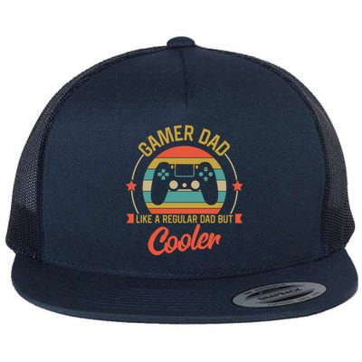 Gamer Dad Like A Regular Dad But Cooler Retro Fathers Day Gift Flat Bill Trucker Hat