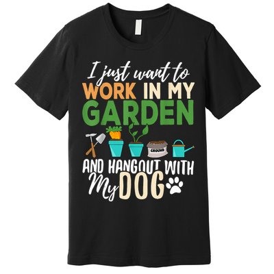Gardening Dog Lover Gardener Garden Pet Gift Plants Premium T-Shirt