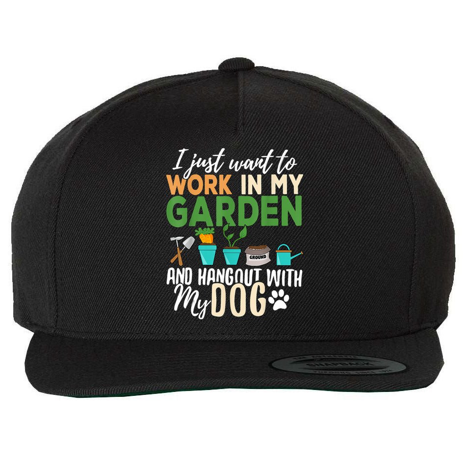 Gardening Dog Lover Gardener Garden Pet Gift Plants Wool Snapback Cap