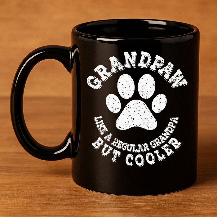 Grandpaw Dog Lover Best Grandpa Grand Paw Print Grandfather 11oz C Handle Ceramic Mug