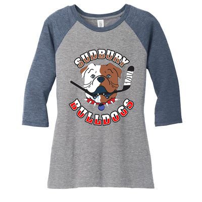 Great Design Letterkenny SHORESY 69 Sudbury Blueberry Bulldogs Women's Tri-Blend 3/4-Sleeve Raglan Shirt