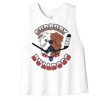 Great Design Letterkenny SHORESY 69 Sudbury Blueberry Bulldogs Women's Racerback Cropped Tank