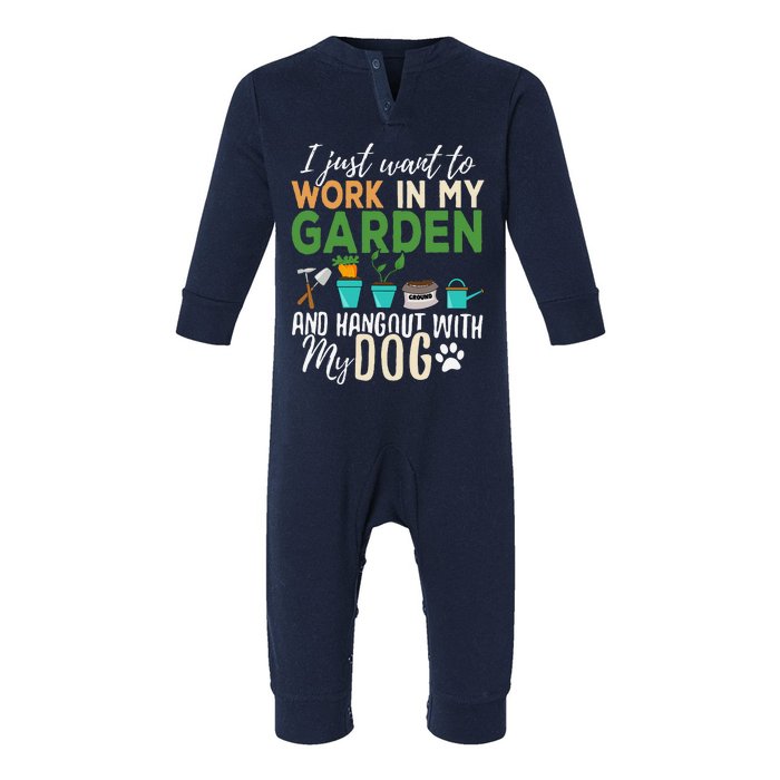 Gardening Dog Lover Gardener Garden Pet Gift Plants Infant Fleece One Piece