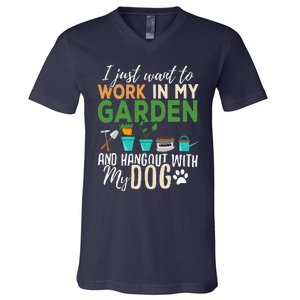 Gardening Dog Lover Gardener Garden Pet Gift Plants V-Neck T-Shirt