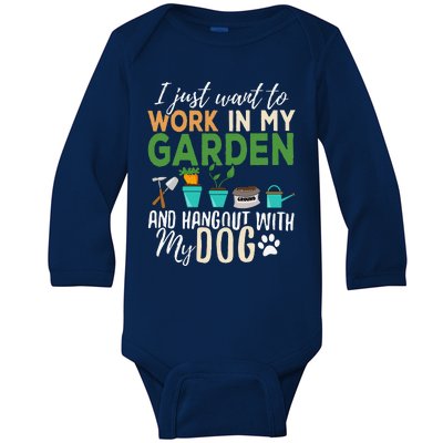 Gardening Dog Lover Gardener Garden Pet Gift Plants Baby Long Sleeve Bodysuit