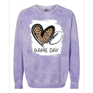 Game Day Leopard Football Fan Cute Heart Colorblast Crewneck Sweatshirt