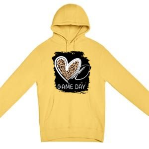 Game Day Leopard Football Fan Cute Heart Premium Pullover Hoodie