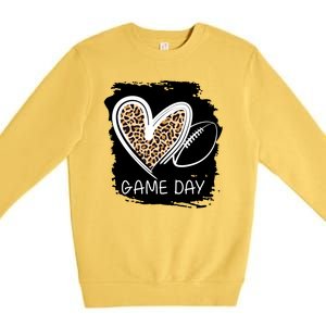 Game Day Leopard Football Fan Cute Heart Premium Crewneck Sweatshirt