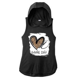 Game Day Leopard Football Fan Cute Heart Ladies PosiCharge Tri-Blend Wicking Draft Hoodie Tank