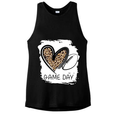 Game Day Leopard Football Fan Cute Heart Ladies PosiCharge Tri-Blend Wicking Tank
