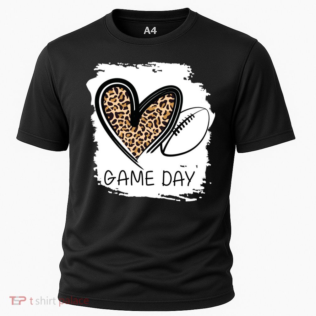 Game Day Leopard Football Fan Cute Heart Performance Shirt