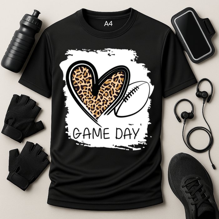 Game Day Leopard Football Fan Cute Heart Performance Shirt