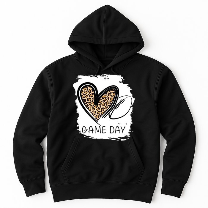 Game Day Leopard Football Fan Cute Heart Hoodie