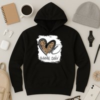Game Day Leopard Football Fan Cute Heart Hoodie