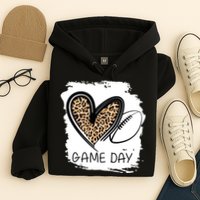 Game Day Leopard Football Fan Cute Heart Hoodie