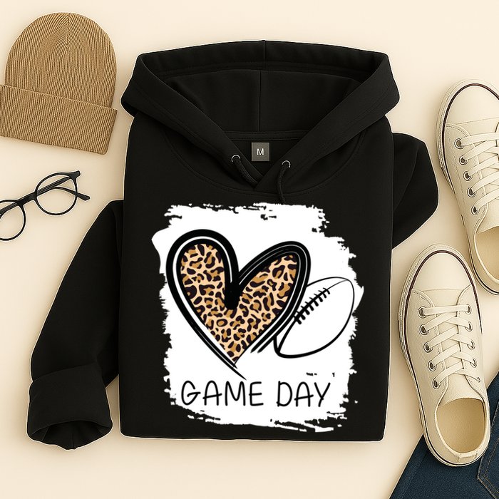 Game Day Leopard Football Fan Cute Heart Hoodie