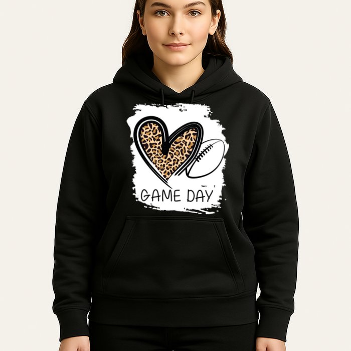 Game Day Leopard Football Fan Cute Heart Hoodie