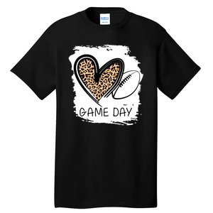 Game Day Leopard Football Fan Cute Heart Tall T-Shirt