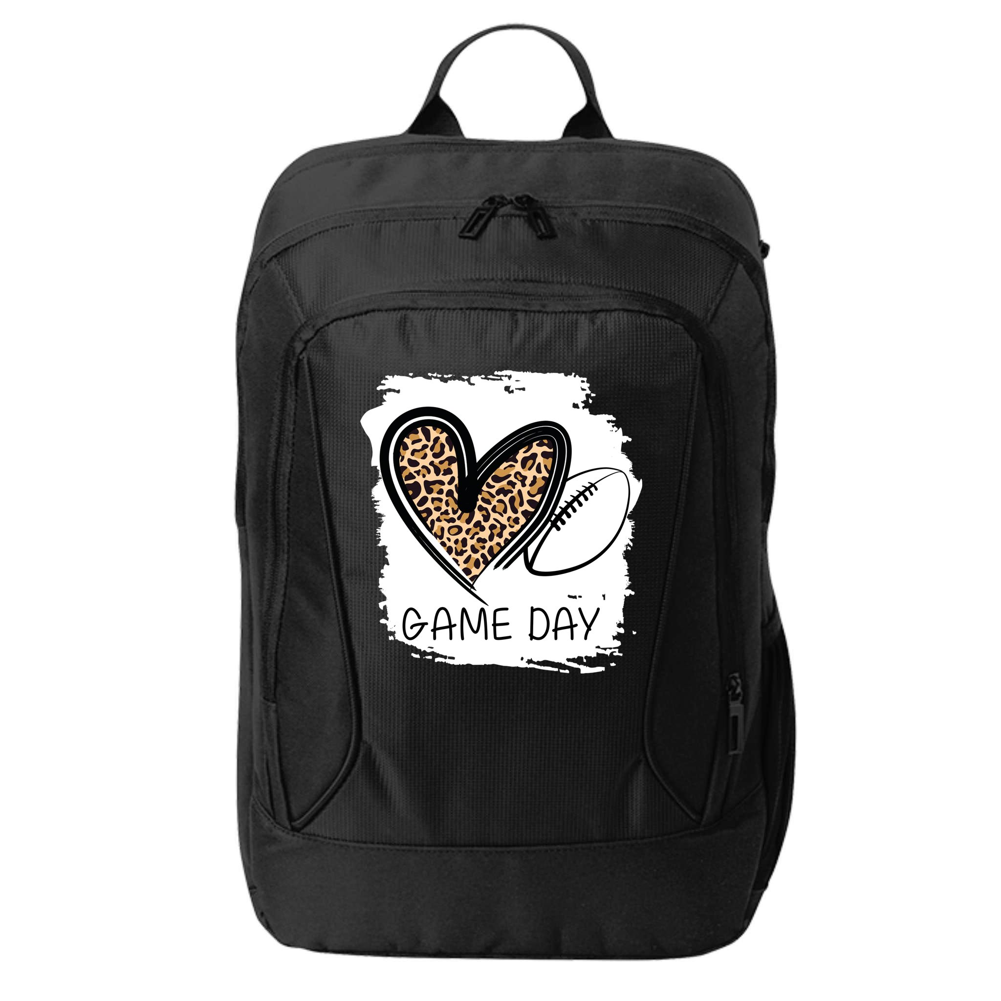 Game Day Leopard Football Fan Cute Heart City Backpack