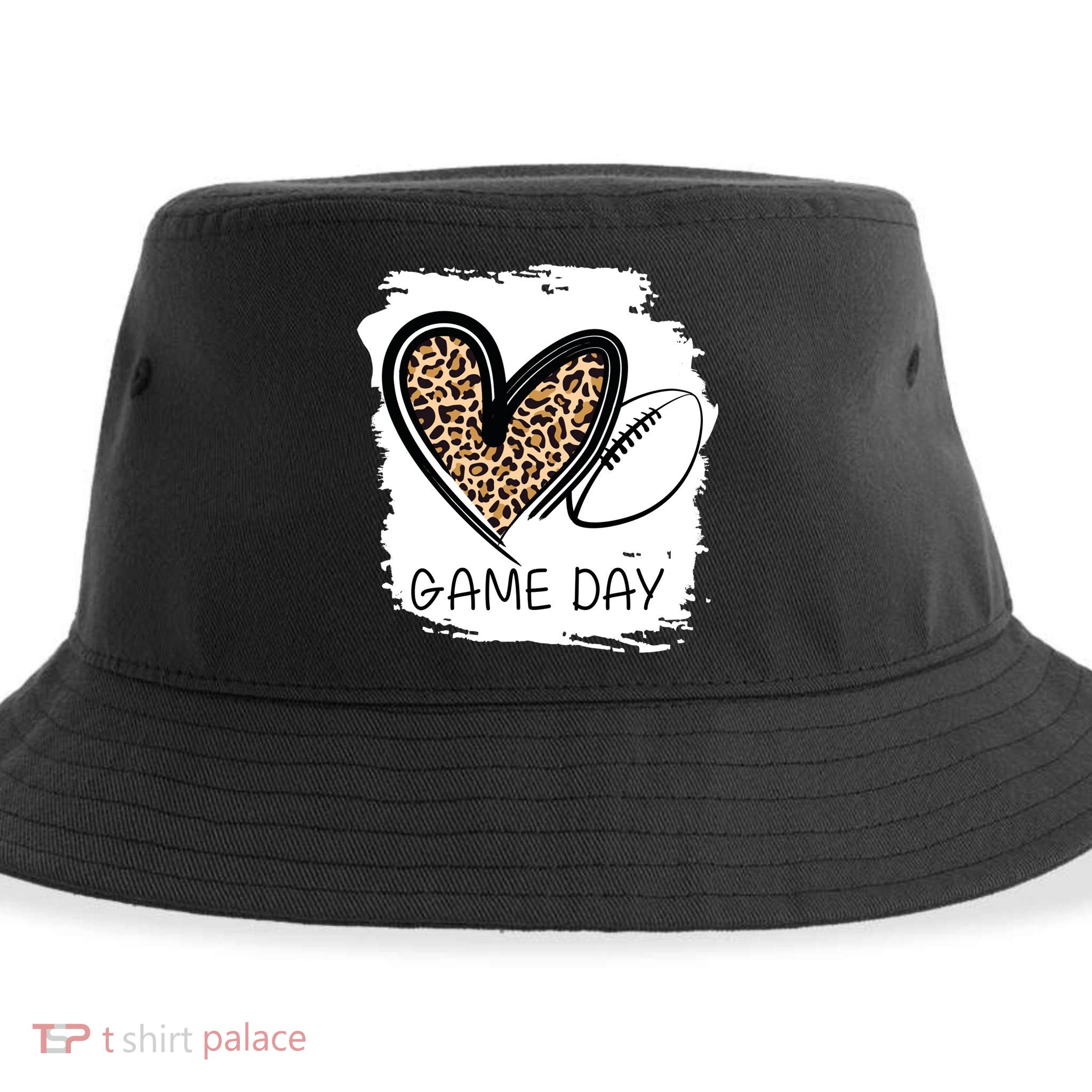 Game Day Leopard Football Fan Cute Heart Sustainable Bucket Hat