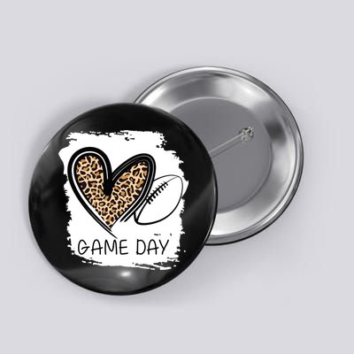 Game Day Leopard Football Fan Cute Heart Button