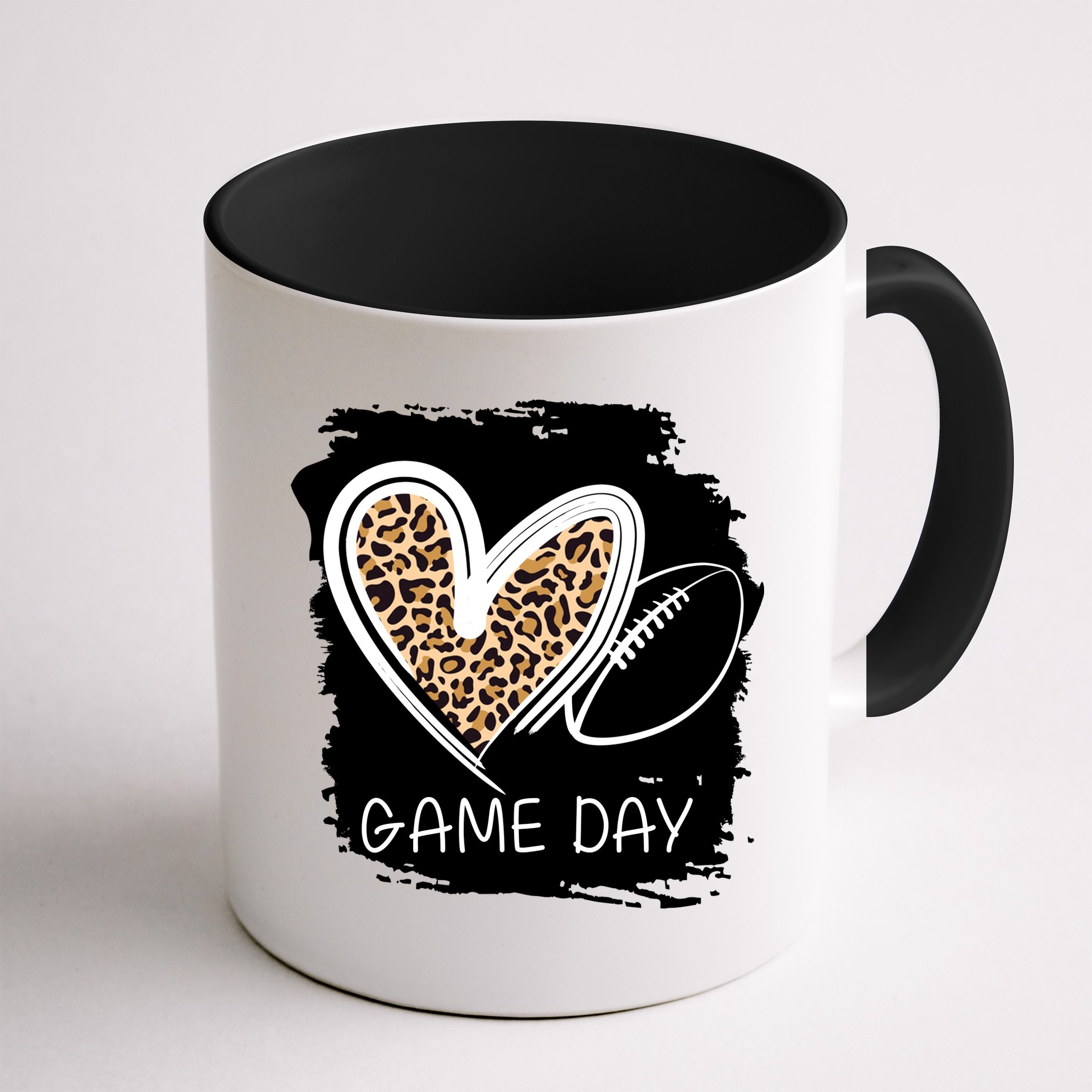 Game Day Leopard Football Fan Cute Heart Mug