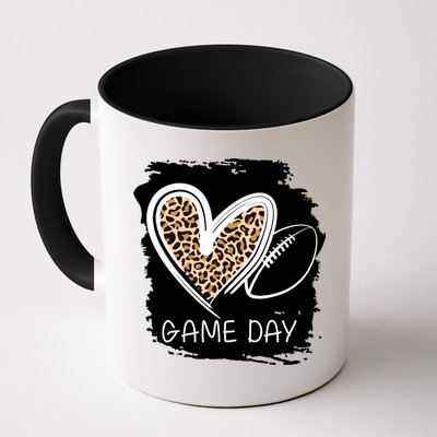 Game Day Leopard Football Fan Cute Heart Mug