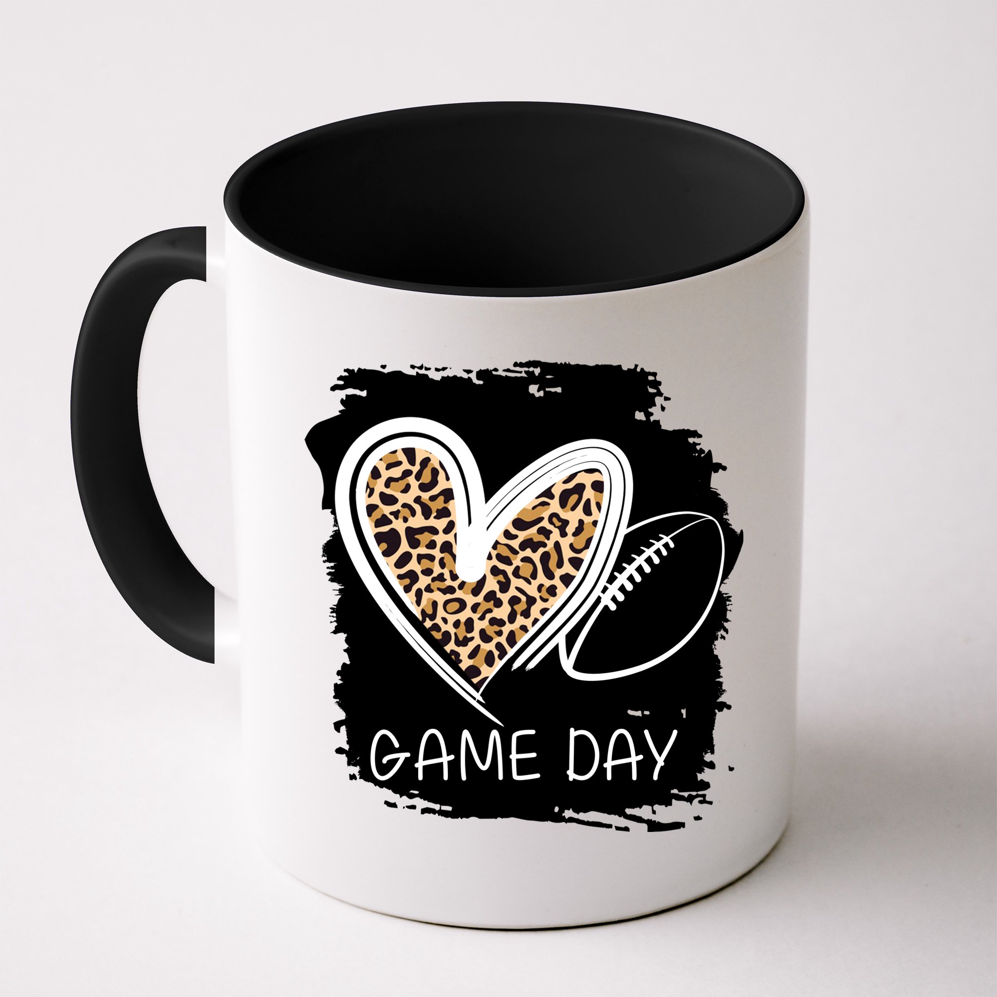 Game Day Leopard Football Fan Cute Heart Mug