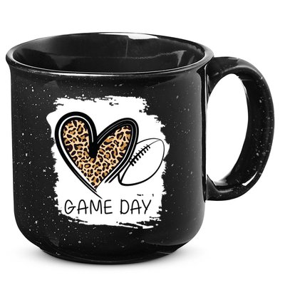 Game Day Leopard Football Fan Cute Heart 15oz Campfire Ceramic Mug