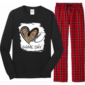 Game Day Leopard Football Fan Cute Heart Long Sleeve Pajama Set