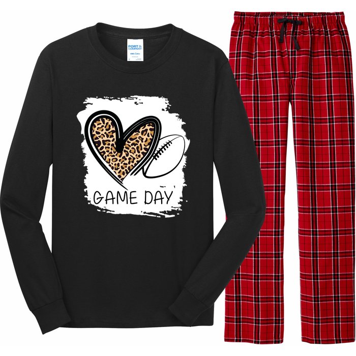 Game Day Leopard Football Fan Cute Heart Long Sleeve Pajama Set