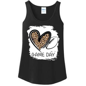 Game Day Leopard Football Fan Cute Heart Ladies Essential Tank