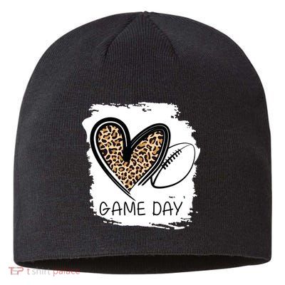 Game Day Leopard Football Fan Cute Heart Sustainable Beanie