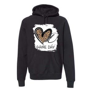 Game Day Leopard Football Fan Cute Heart Premium Hoodie