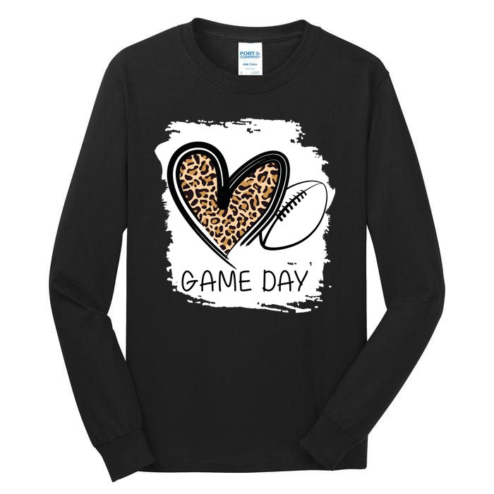 Game Day Leopard Football Fan Cute Heart Tall Long Sleeve T-Shirt