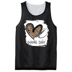 Game Day Leopard Football Fan Cute Heart Mesh Reversible Basketball Jersey Tank