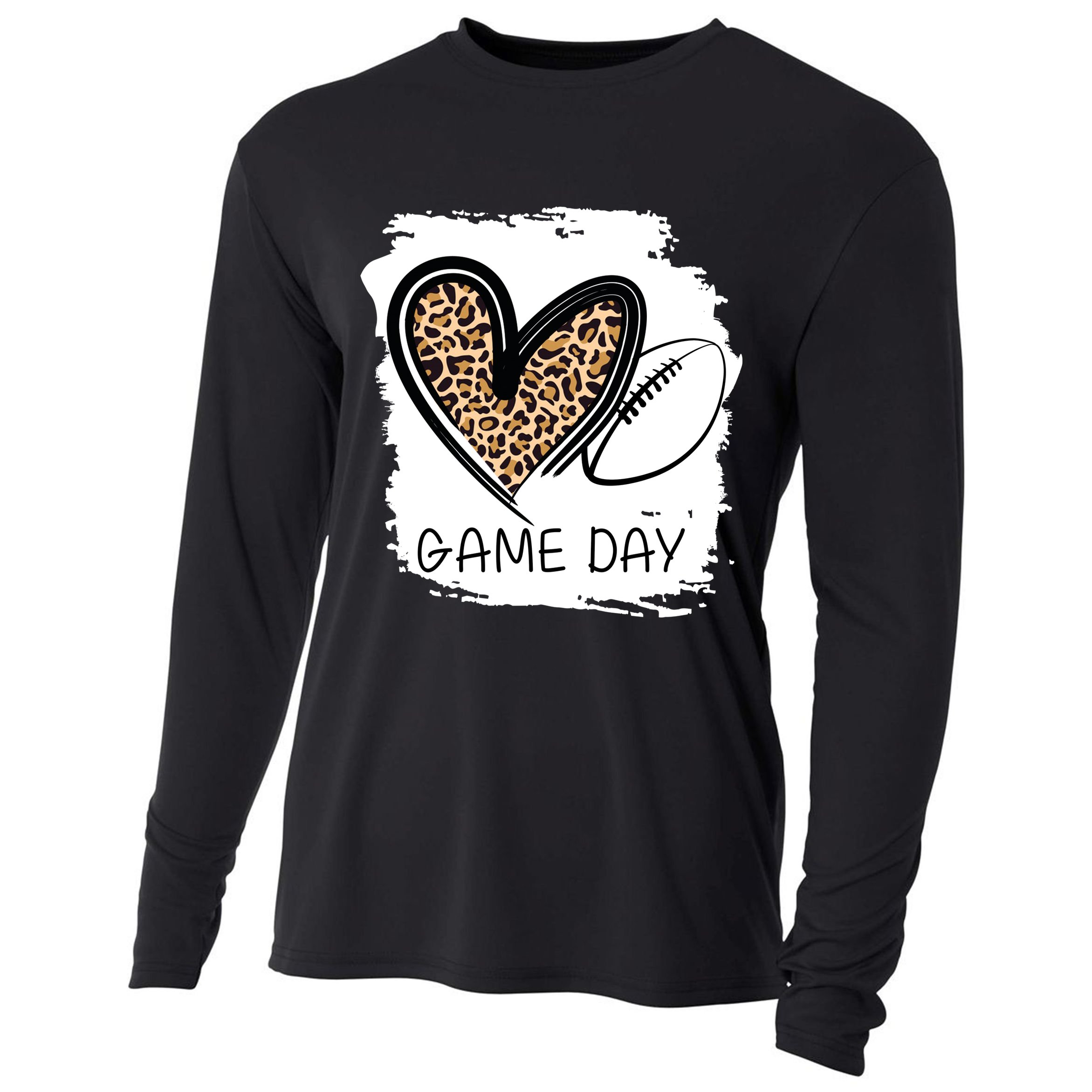 Game Day Leopard Football Fan Cute Heart Cooling Performance Long Sleeve Crew