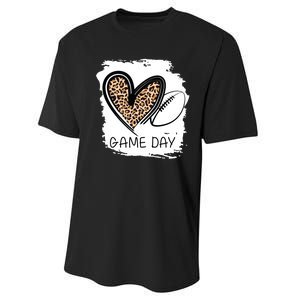 Game Day Leopard Football Fan Cute Heart Performance Sprint T-Shirt