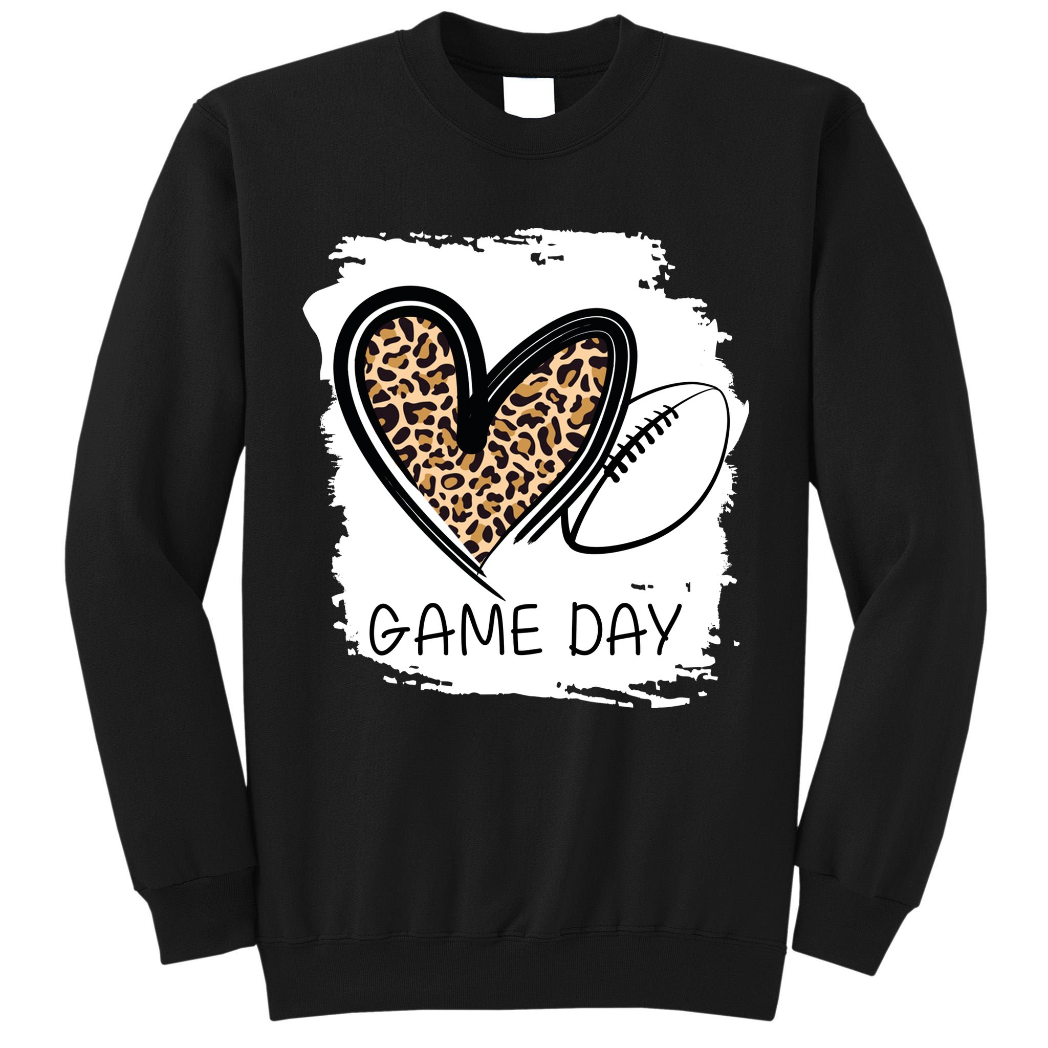 Game Day Leopard Football Fan Cute Heart Tall Sweatshirt