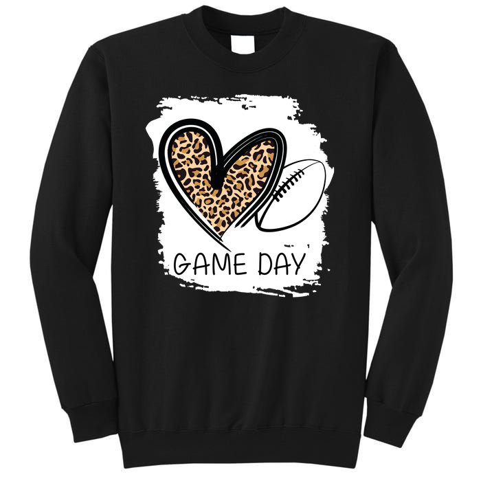 Game Day Leopard Football Fan Cute Heart Tall Sweatshirt