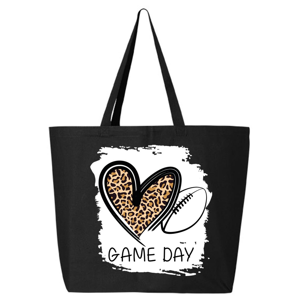 Game Day Leopard Football Fan Cute Heart 25L Jumbo Tote