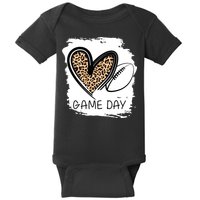 Game Day Leopard Football Fan Cute Heart Baby Bodysuit