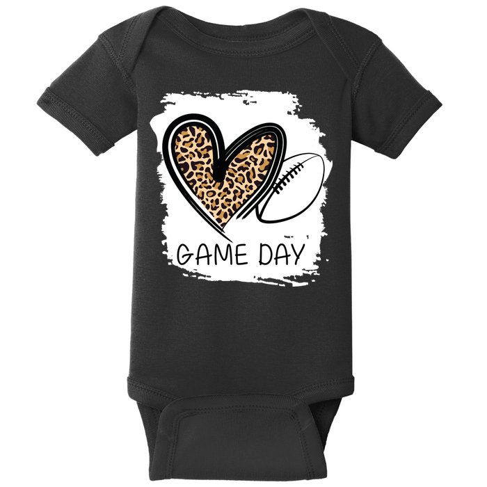 Game Day Leopard Football Fan Cute Heart Baby Bodysuit