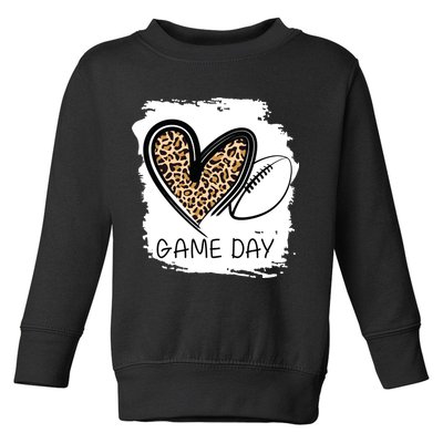 Game Day Leopard Football Fan Cute Heart Toddler Sweatshirt