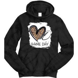 Game Day Leopard Football Fan Cute Heart Tie Dye Hoodie