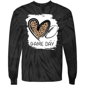 Game Day Leopard Football Fan Cute Heart Tie-Dye Long Sleeve Shirt